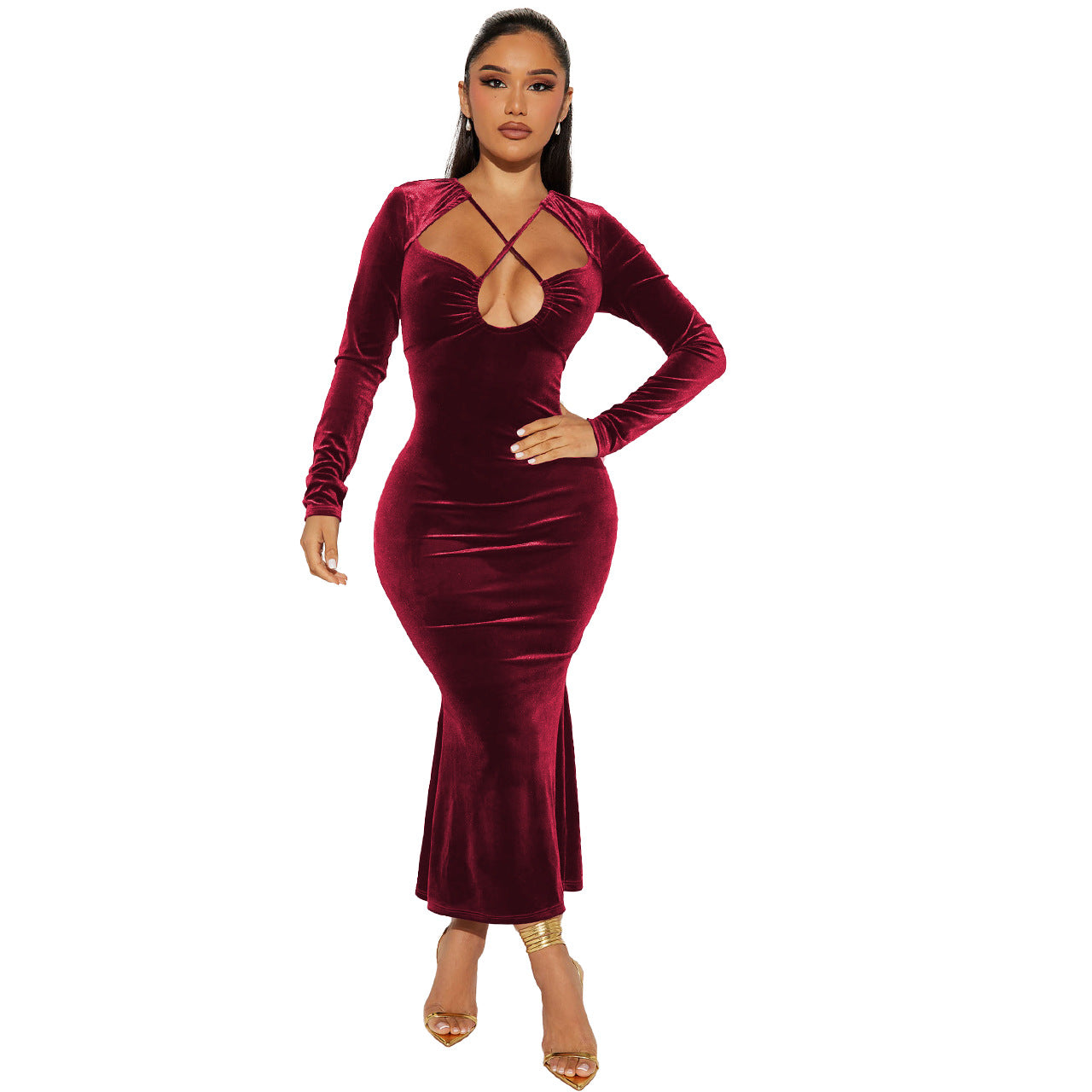 BamBam Women's Sexy Fashion Halter Neck Bodycon Mermaid Dress Women's Clothing - BamBam Clothing