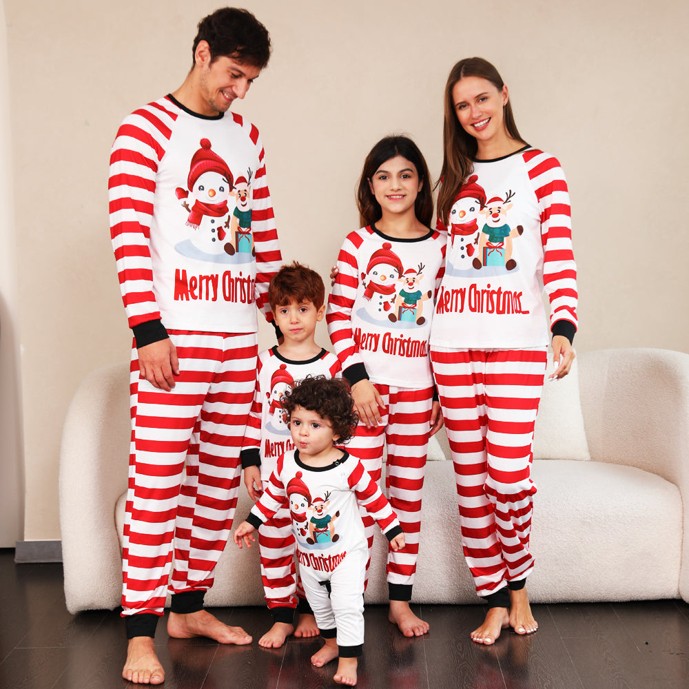 BamBam Christmas Family Wear Striped Print Pajama Set - BamBam