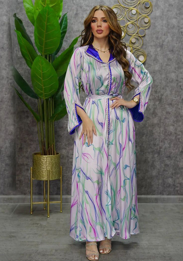 Women Twist long Sleeve Print Robe