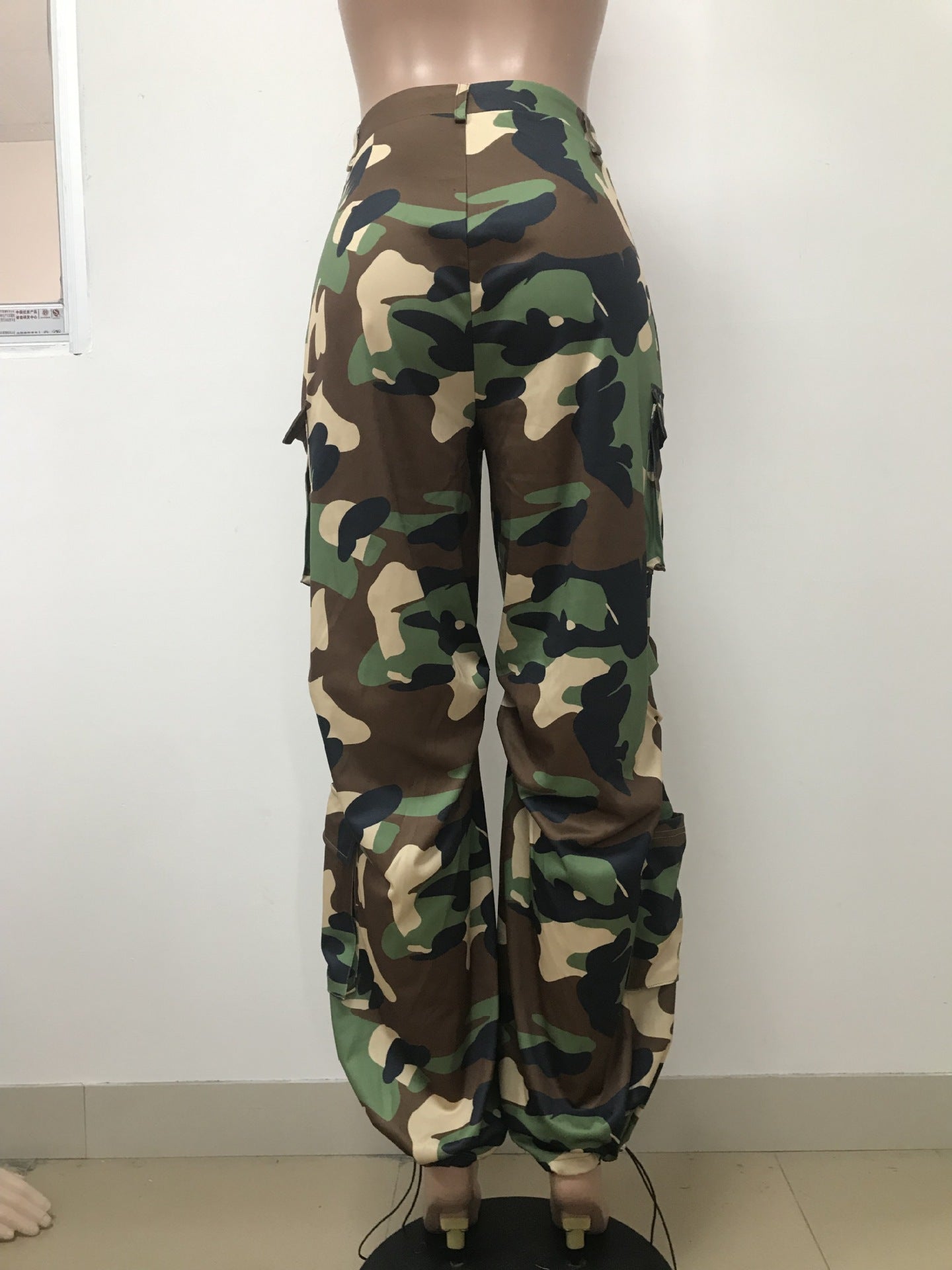 BamBam Summer Women Button Zipper Camouflage Straight Leg Pants - BamBam