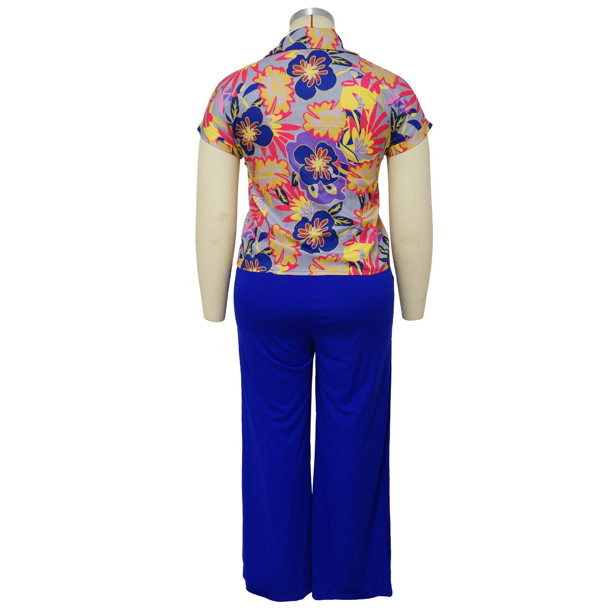 BamBam Summer and Fall Plus Size Two-Piece Printed Casual Jacket and Pants Set - BamBam