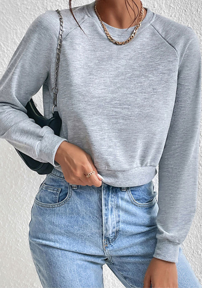 Casual Track Top Cropped Crop Round Neck Hoodies