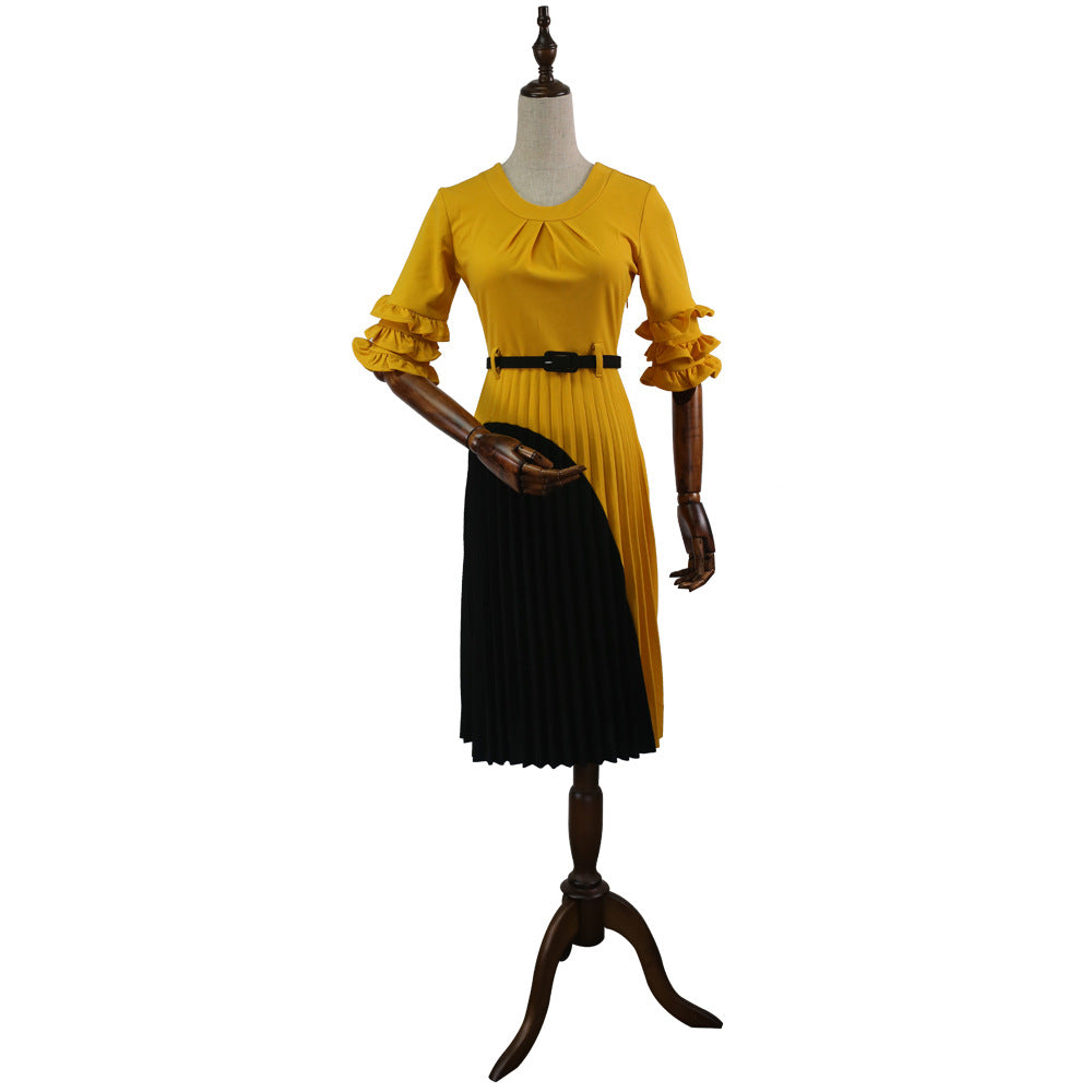 BamBam Women's Africa Plus Size Bell Bottom Sleeve Color Block Dress - BamBam