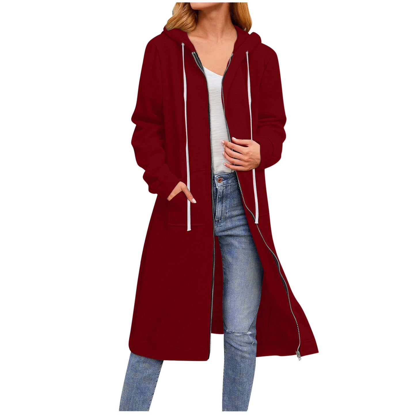 BamBam Women Warm Loose Zippered Hooded Jacket - BamBam