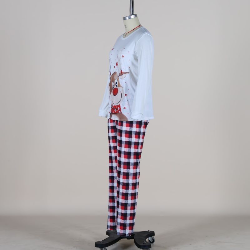 BamBam Christmas Elk Print Parent-Child Wear Long-Sleeved Pajamas Set Home Wear Family Outfits - BamBam