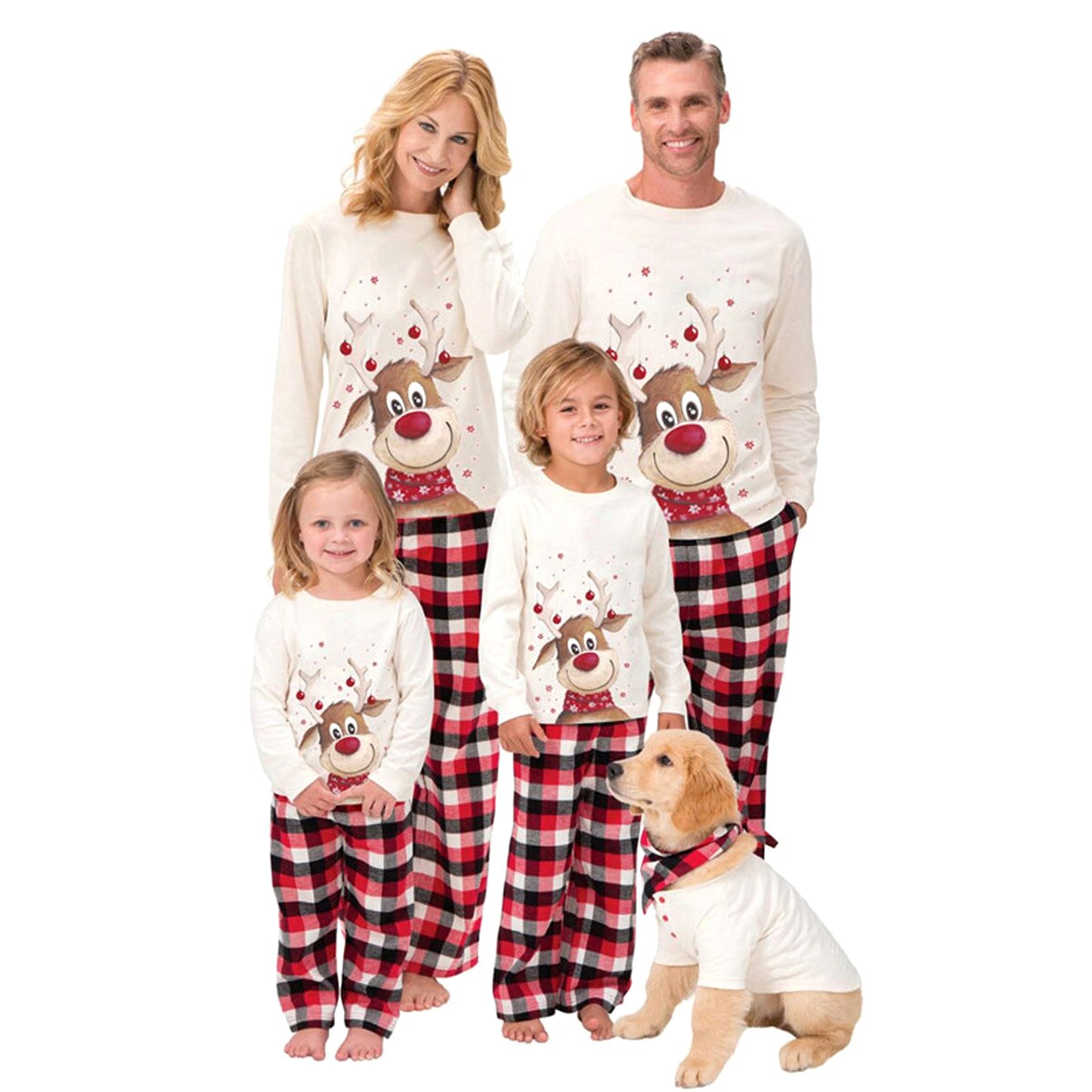 BamBam Christmas Elk Print Parent-Child Wear Long-Sleeved Pajamas Set Home Wear Family Outfits - BamBam