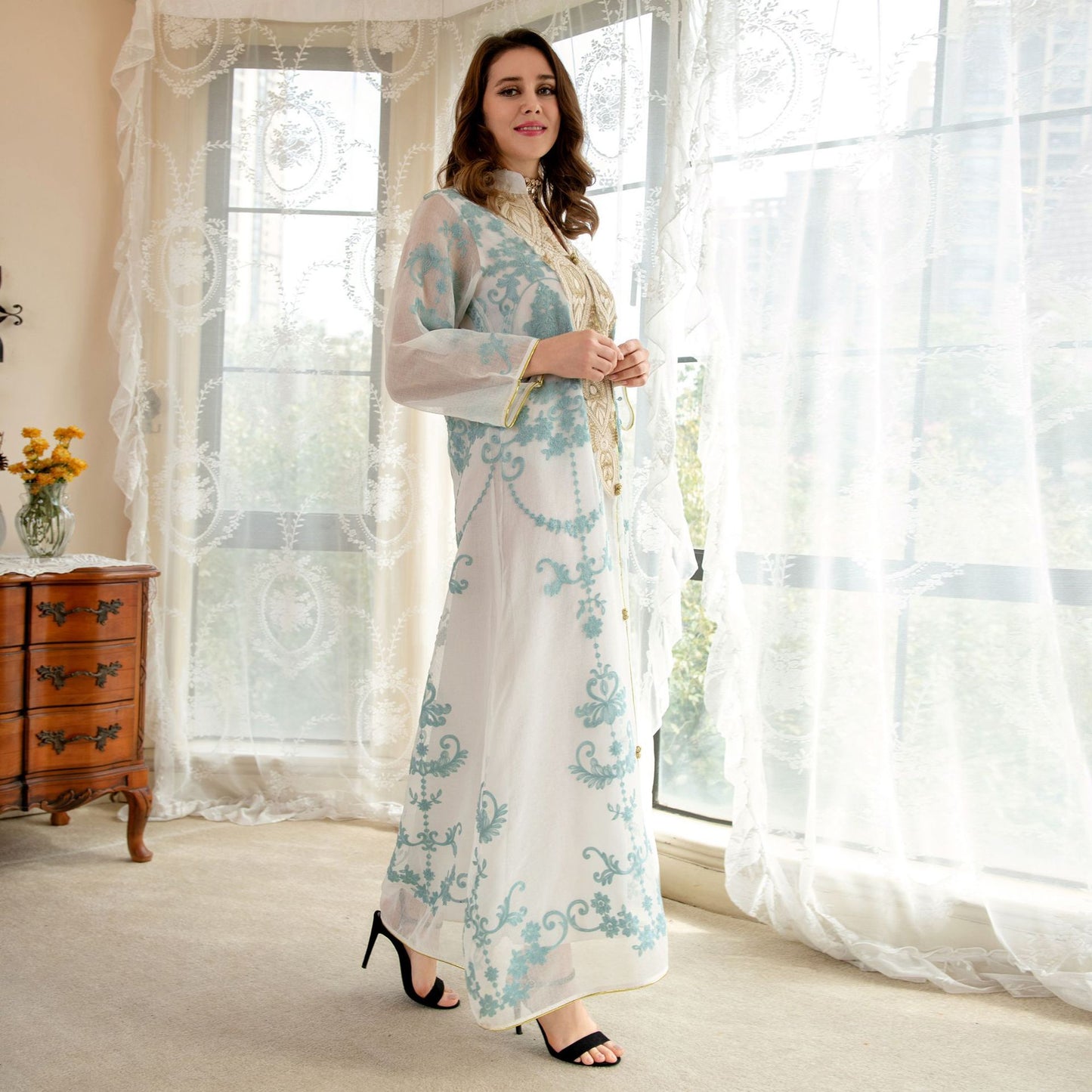 BamBam Women Dubai Arabian Dress Evening Dress Eid Robe - BamBam