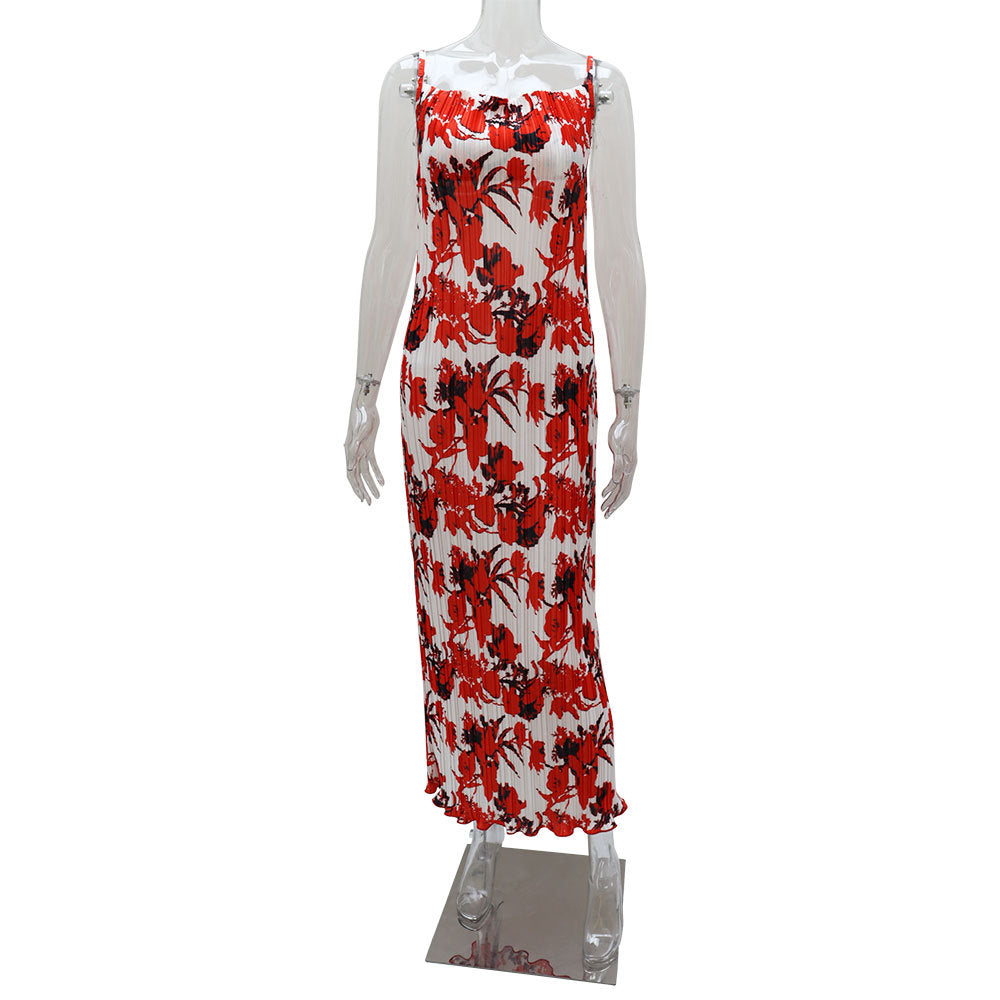 BamBam Women Summer Sleeveless Sexy Printed Maxi Dress - BamBam