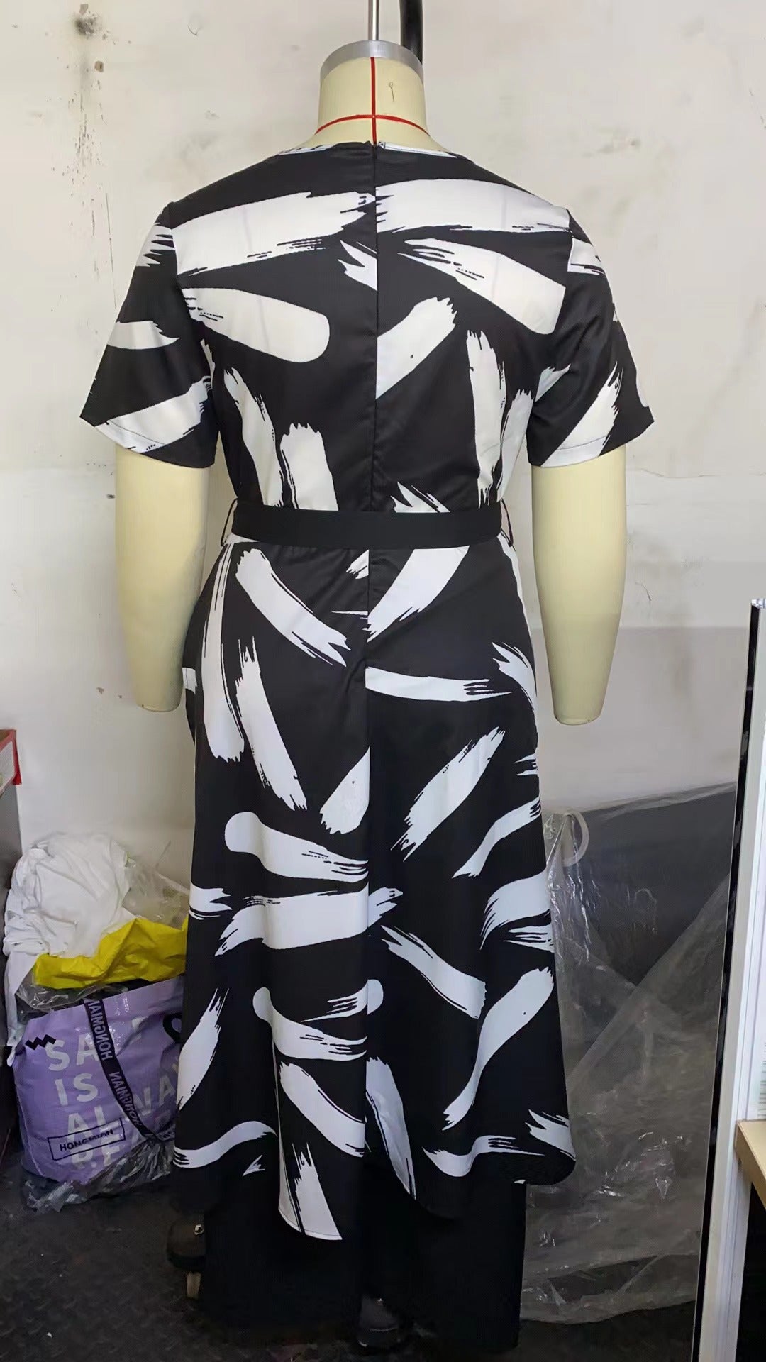 BamBam Plus Size Women Printed Patchwork Short Sleeve Round Neck Jumpsuit - BamBam Clothing