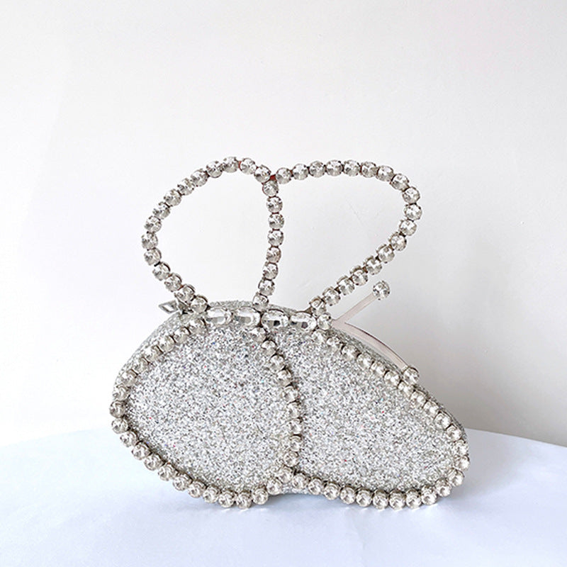 BamBam Trendy Dinner Bag Butterfly Glitter Handbag Rhinestone Ladies Bag Diagonal Bag - BamBam