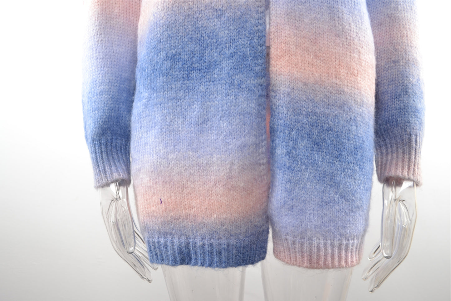 BamBam Winter Sweater Rainbow Tie Dye Plus Size Cardigan Women's Knitting Shirt Jacket - BamBam