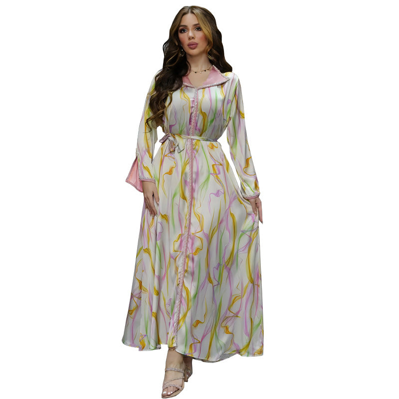 BamBam Women Twist long Sleeve Print Robe - BamBam