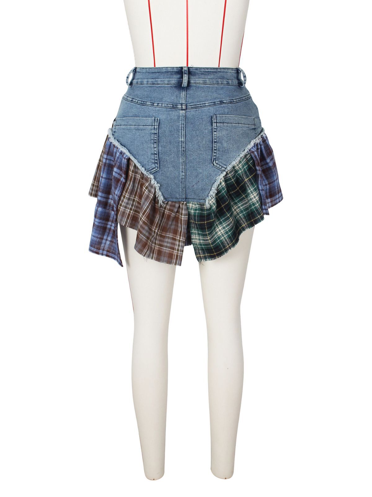 BamBam Summer Ladies Sexy Irregular Patchwork Denim Skirt - BamBam