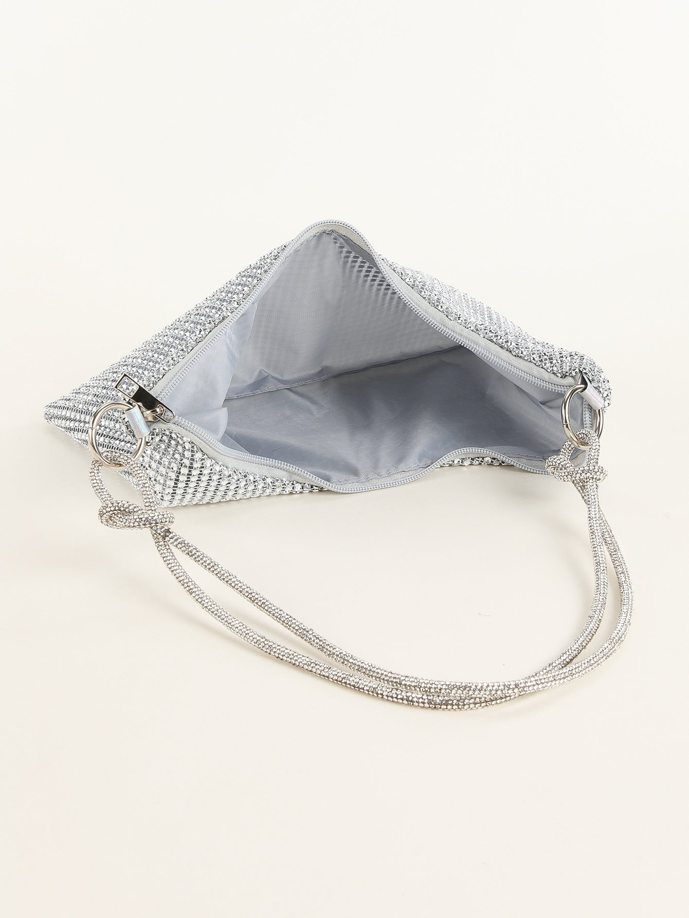 BamBam Mesh Rhinestone Knotted Armpit Bag Diamond-Encrusted Trendy Shoulder Evening Bag - BamBam