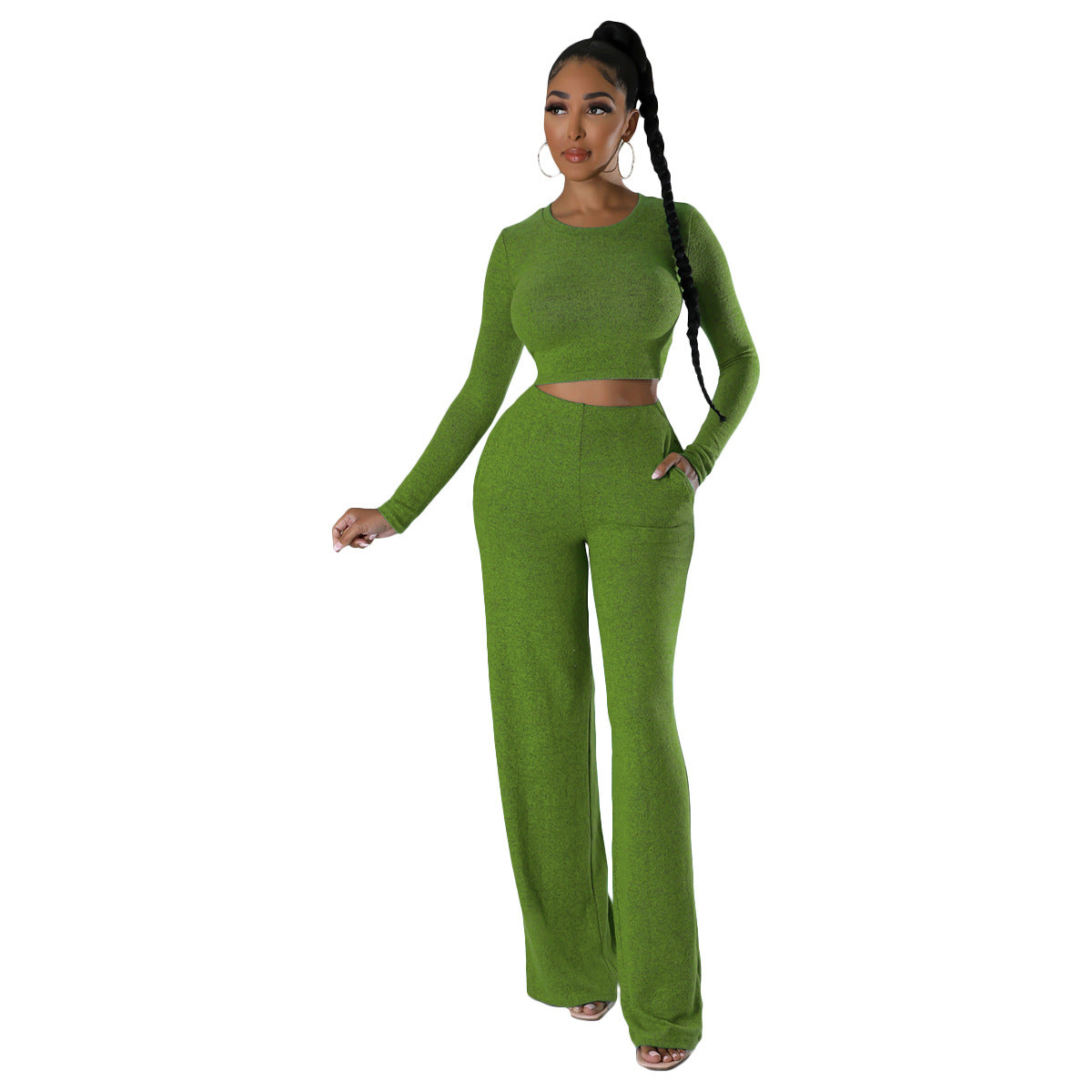 BamBam Women's Autumn And Winter Casual Tops And Pants Two-Piece Set - BamBam