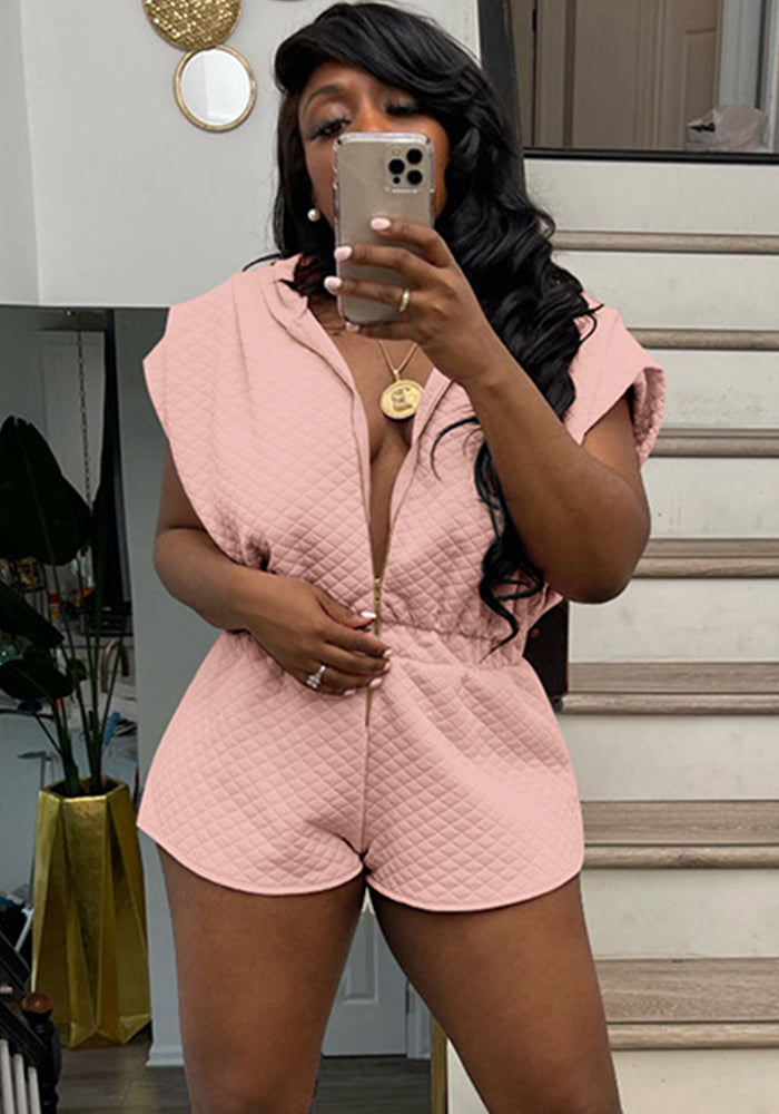 Women Hooded Solid Romper