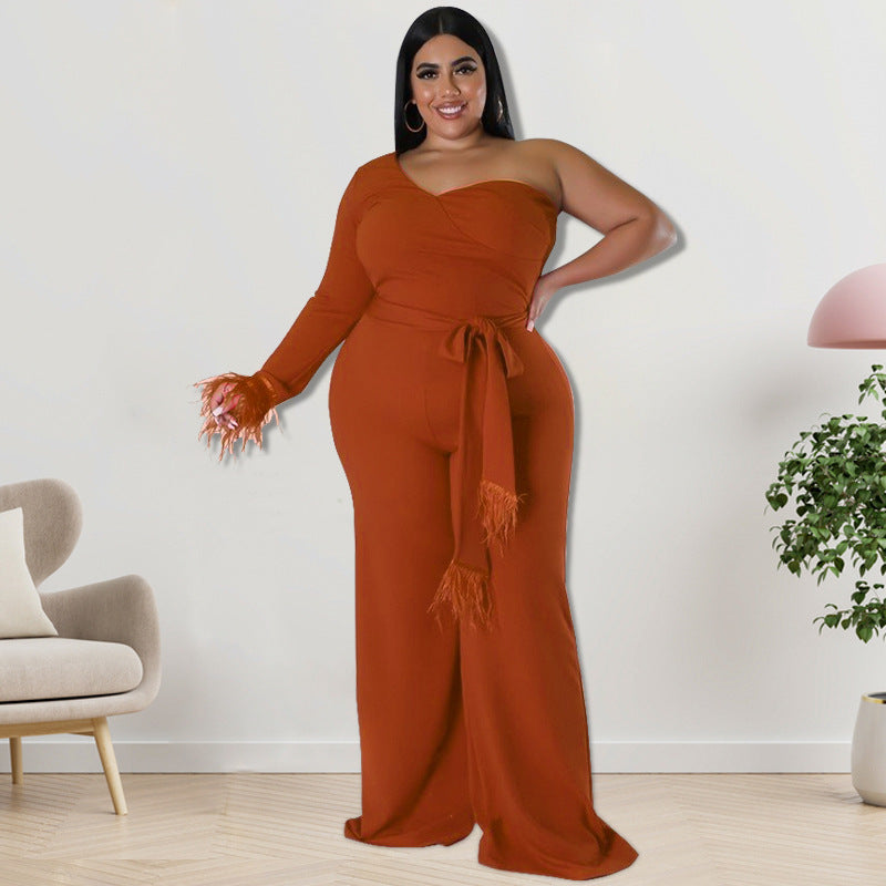 BamBam Plus Size Women's Asymmetrical One Shoulder Jumpsuit - BamBam Clothing