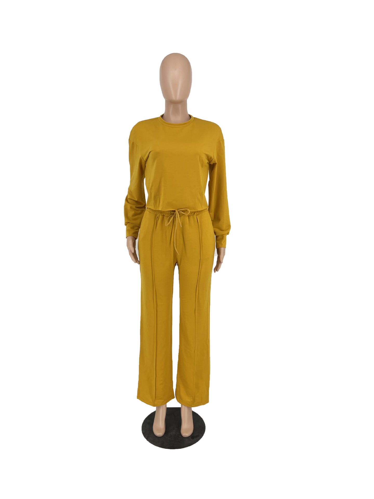 BamBam Solid Color Long Sleeve Pocket Straight Pants 2 Piece Set - BamBam