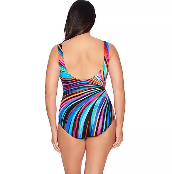 BamBam Plus Size Women Active swimwear Print Backless One Piece swimwear - BamBam