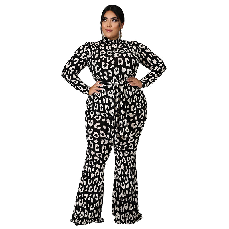 BamBam Plus Size Spring Formal Leopard Jumpsuit - BamBam Clothing