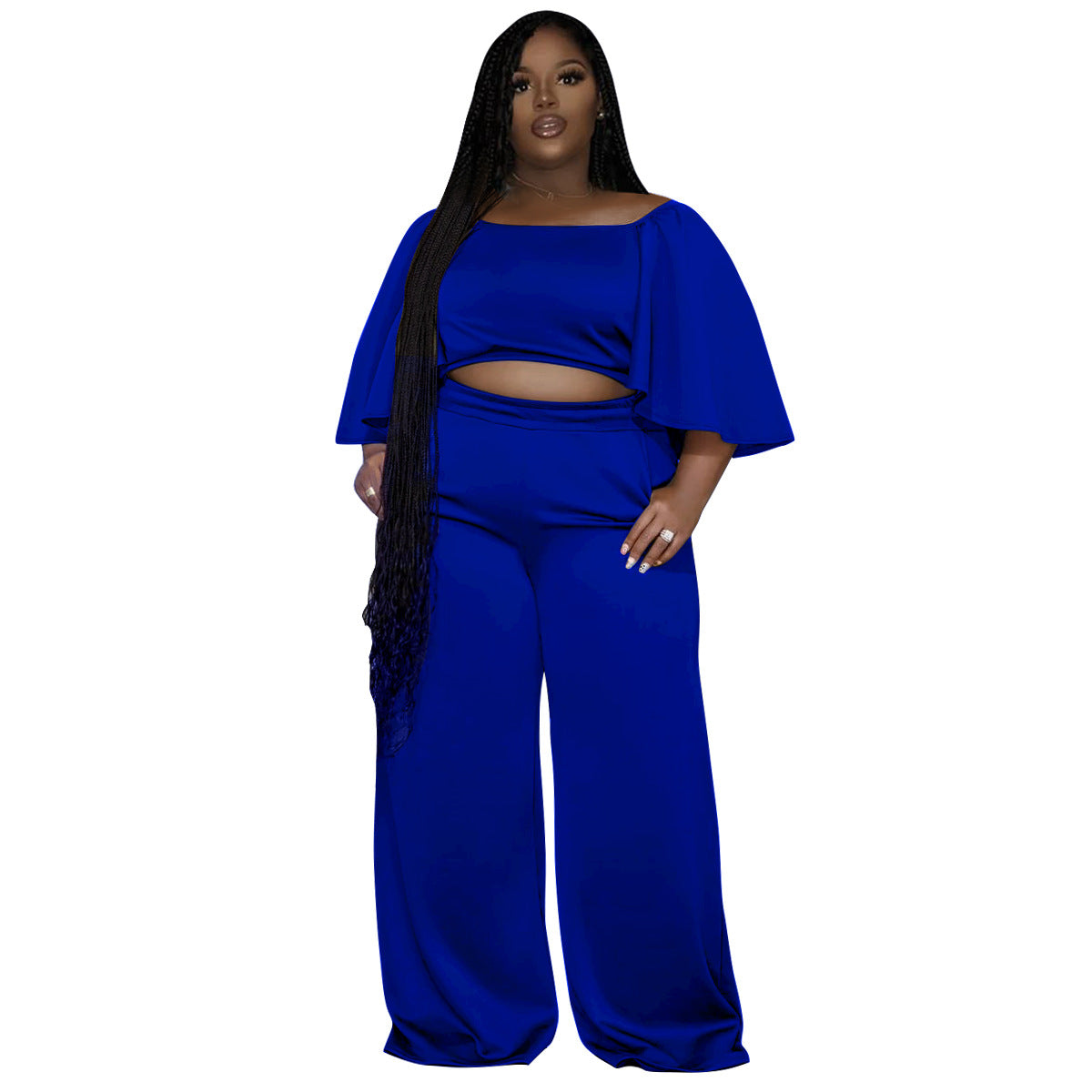 BamBam Plus Size Women Summer Short Sleeve Top and Pants Casual Two-Piece Set - BamBam