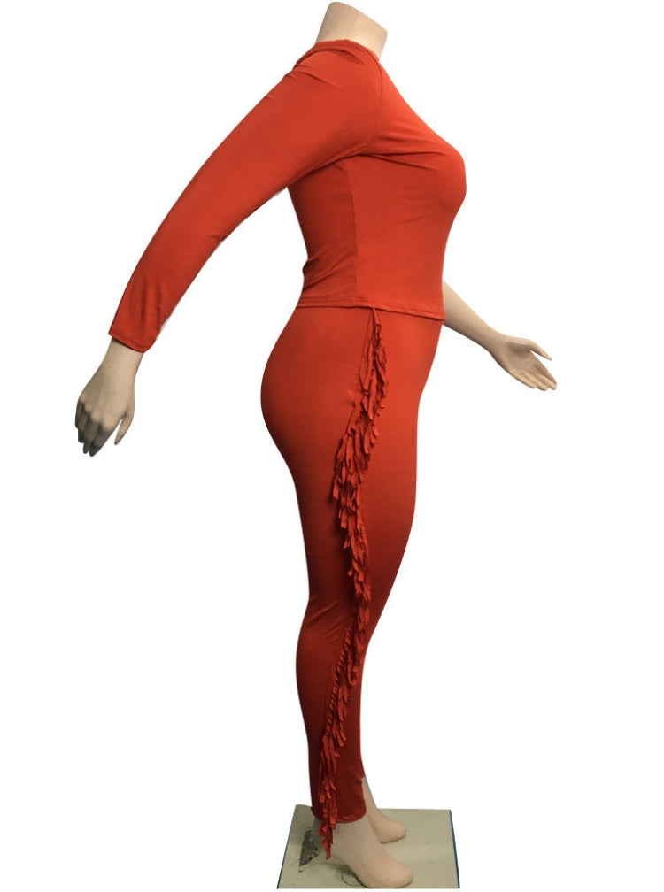 BamBam Spring Red Party Sexy One Shoulder Fringe Plus Size Jumpsuit - BamBam Clothing