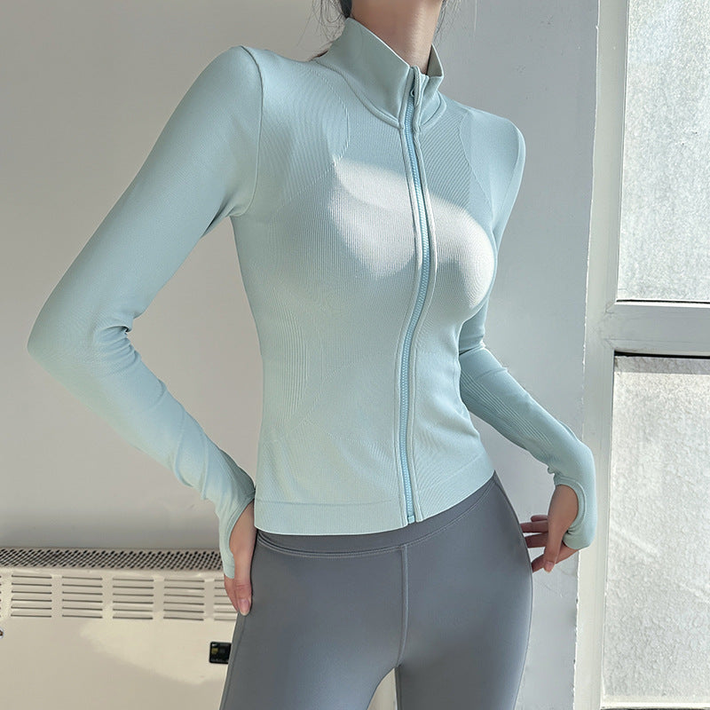 BamBam Autumn Zipper Stand Collar Sports Top Stretch Windproof Yoga Wear Women's Running Slim Fit Fitness Jacket - BamBam