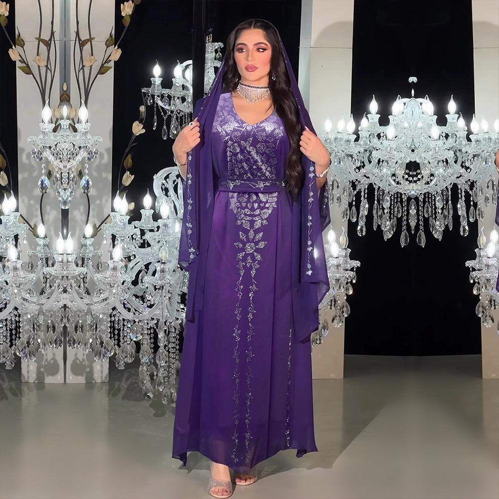 BamBam Women Dubai Arabian Beaded Abaya Dress - BamBam