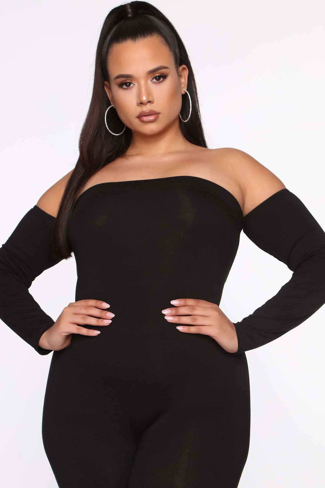 BamBam Plus Plus Size Jumpsuit Solid Slim Chic Sexy Strapless Collar Jumpsuit - BamBam Clothing