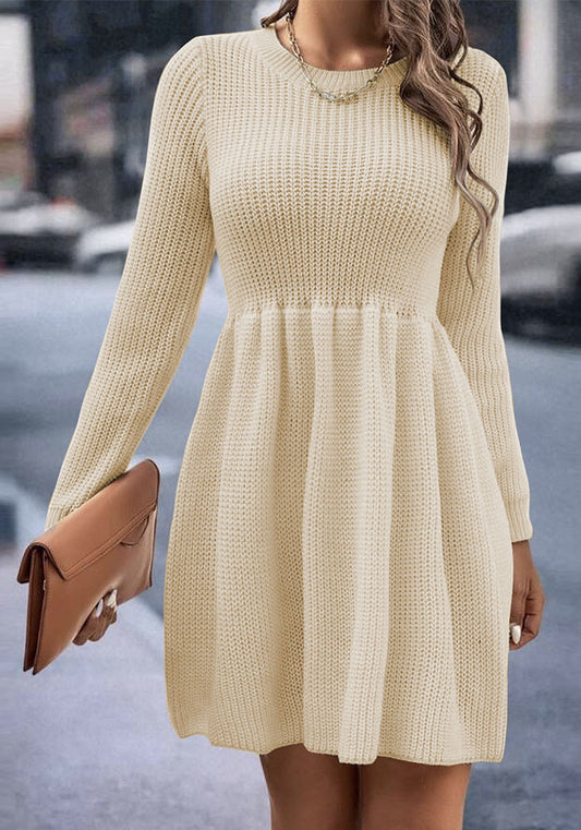 Autumn And Winter Women's Solid Color Sweater Dress