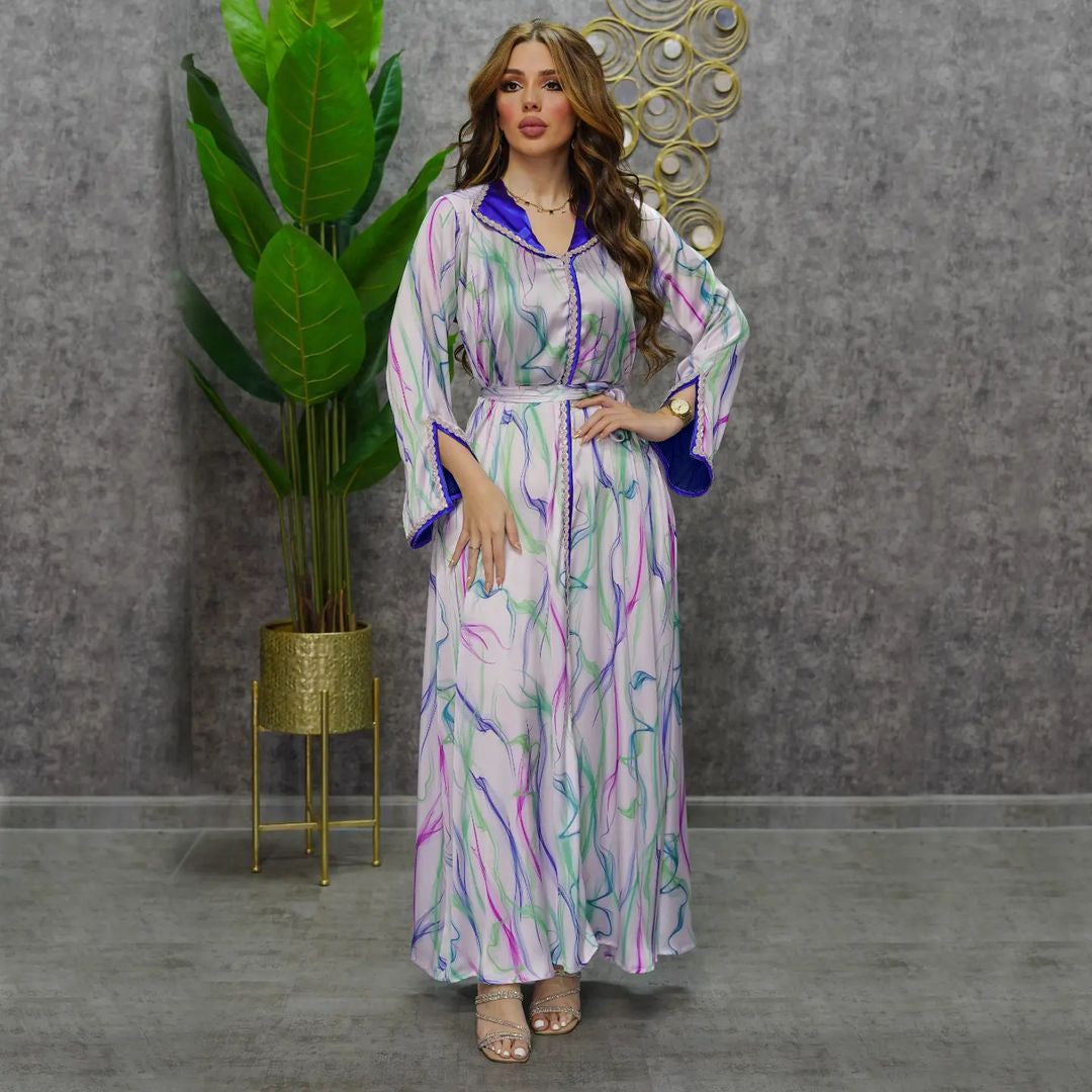 BamBam Women Twist long Sleeve Print Robe - BamBam