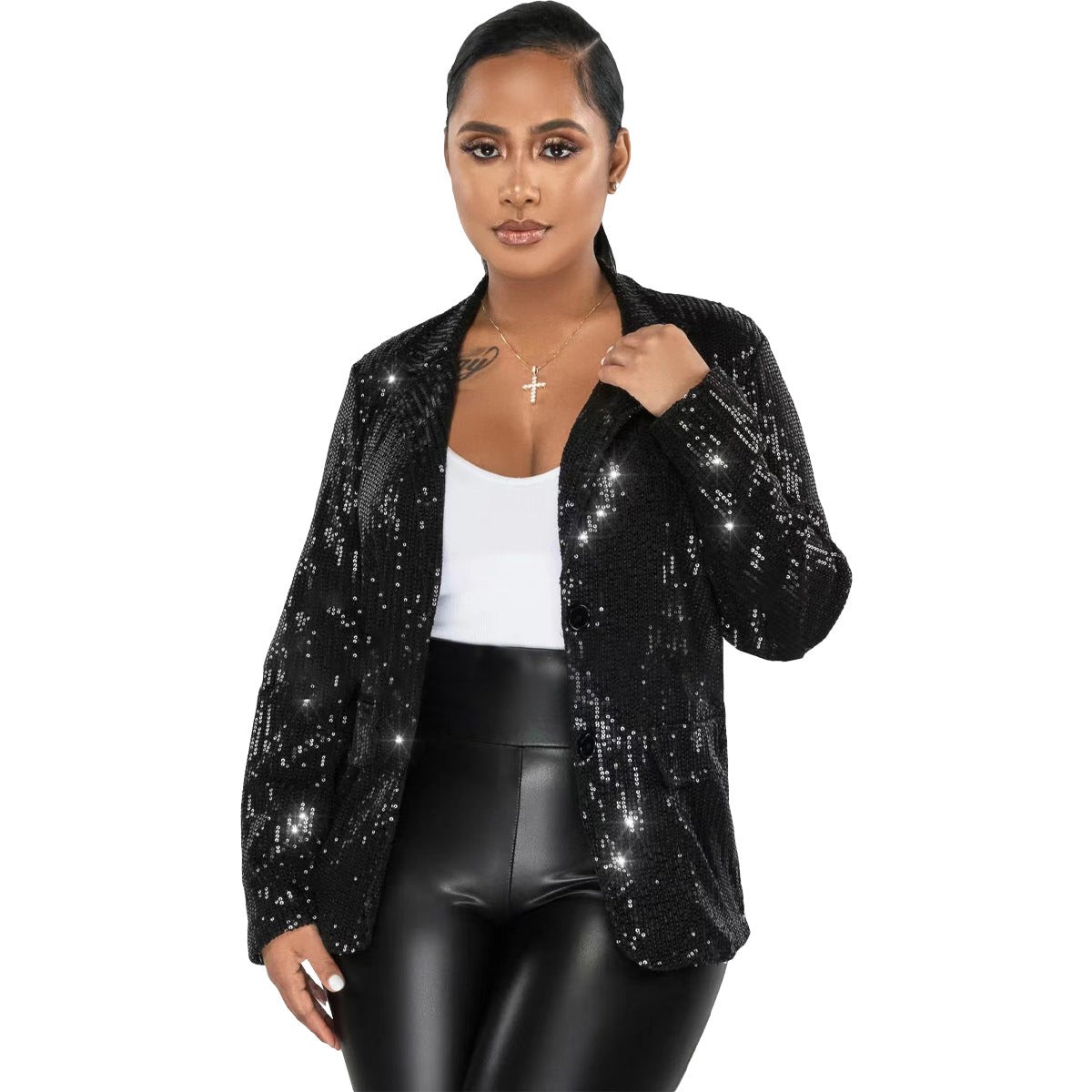 BamBam Women's Casual Sequin Blazer - BamBam Clothing