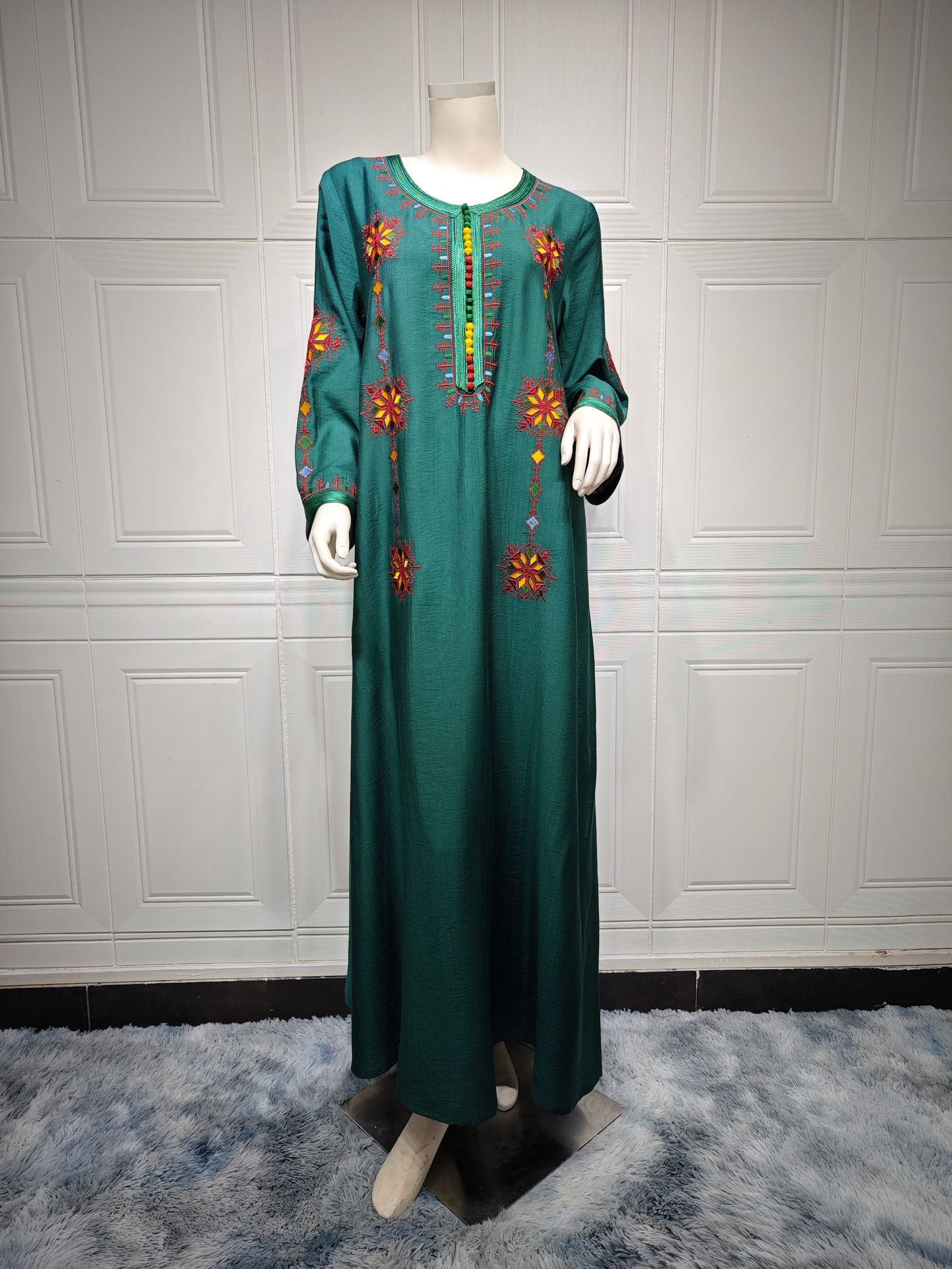 BamBam Muslim Women's Abaya Embroidered Abaya Dress Dubai Long Dress - BamBam