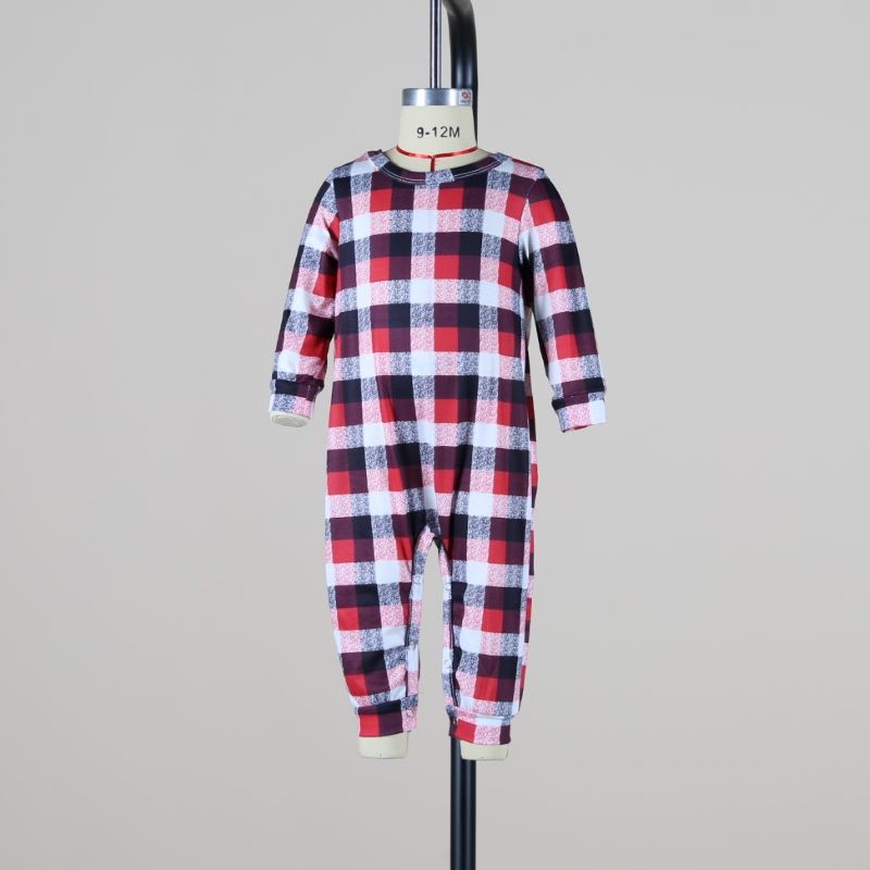 BamBam Parent-Child Clothing Deer Print Round Neck Plaid Christmas Parent-Child Family Suit Autumn Clothing - BamBam