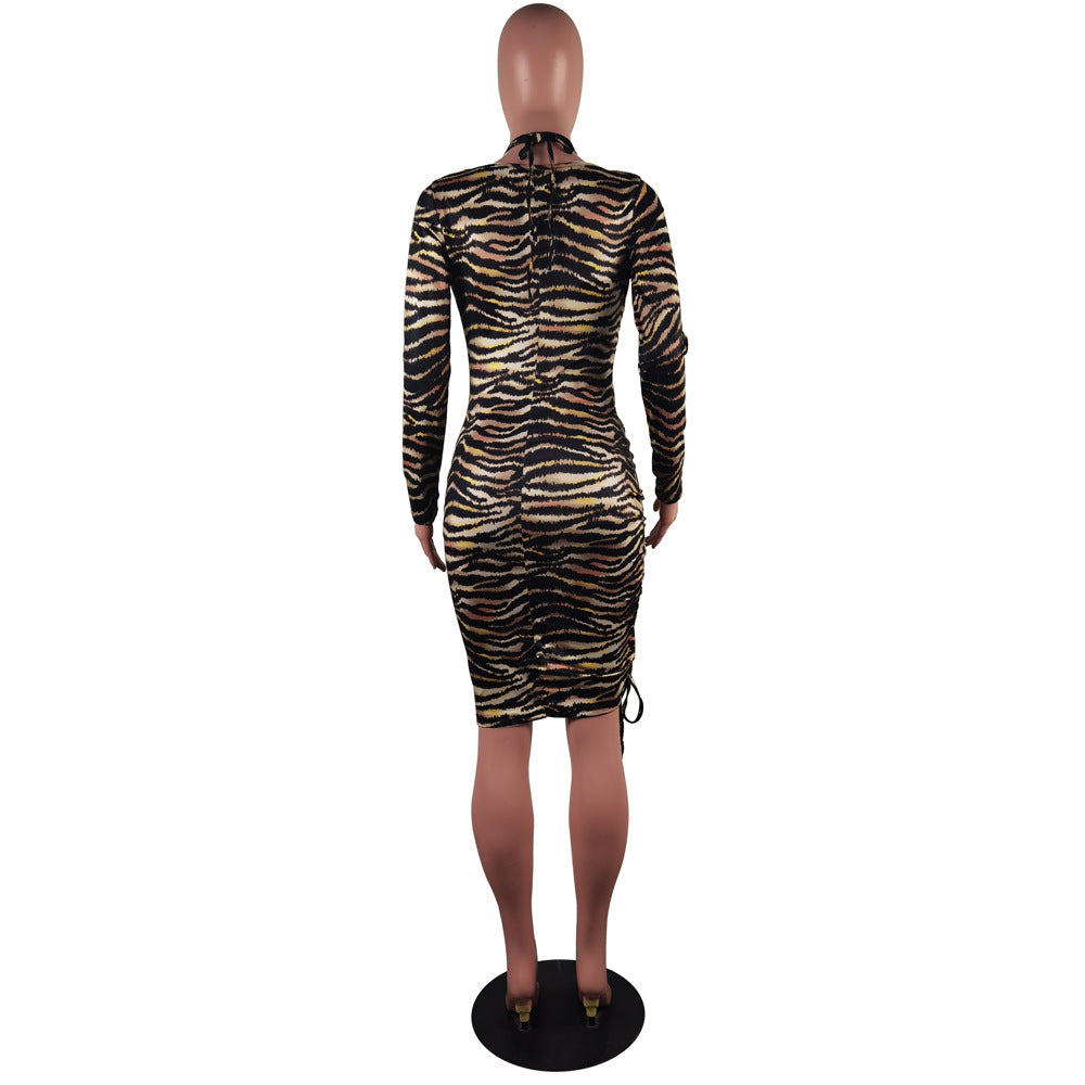 BamBam Autumn And Winter Women's Fashionable And Sexy Print Dress Two-Piece Set - BamBam Clothing