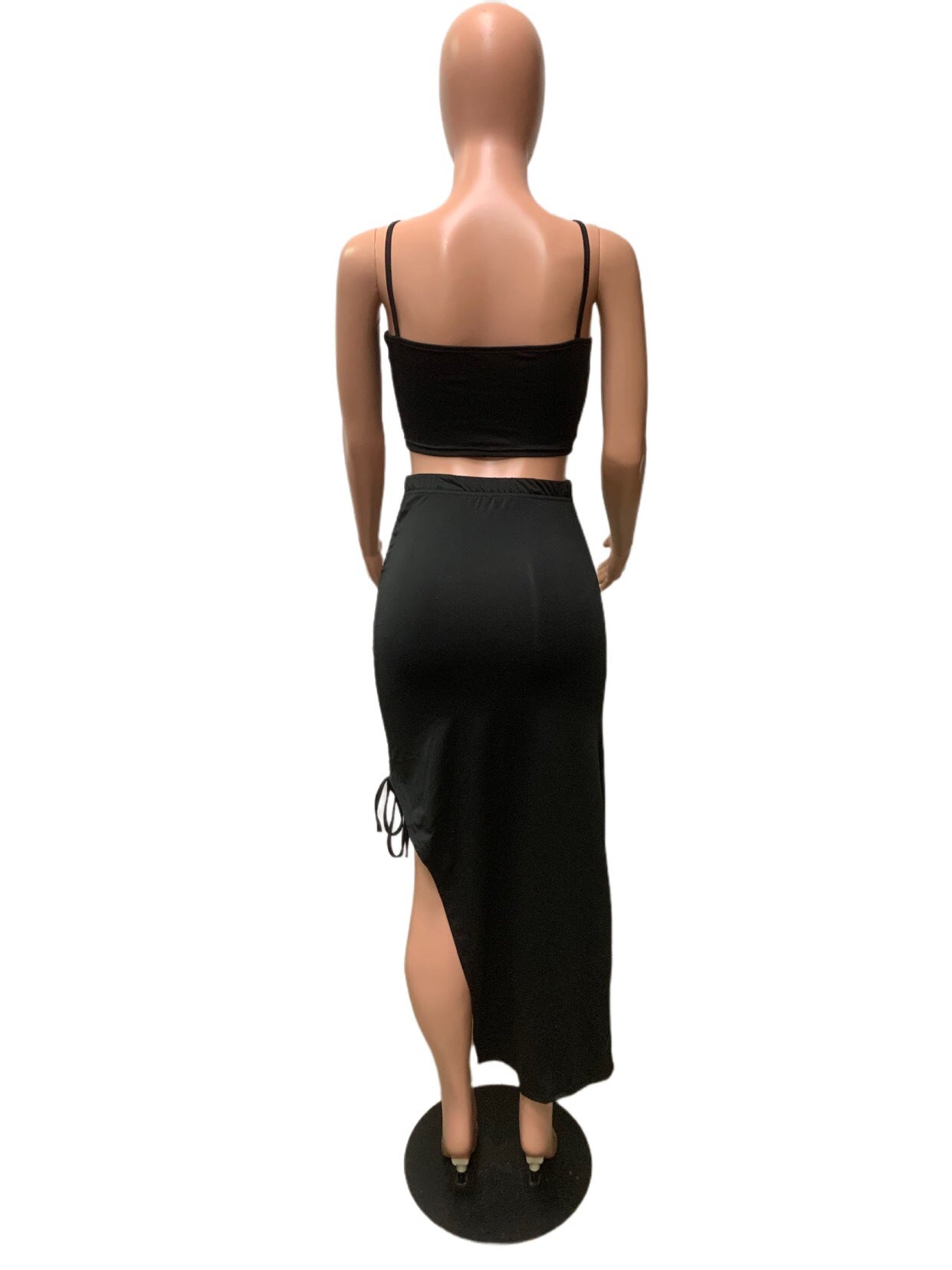 BamBam Camisole Solid Color Sleeveless Slit Skirt Two-Piece Set - BamBam