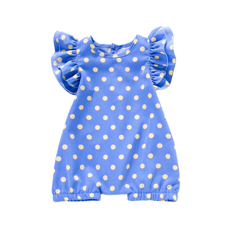 BamBam Baby Girl Round Neck Polka Dot Romper - BamBam