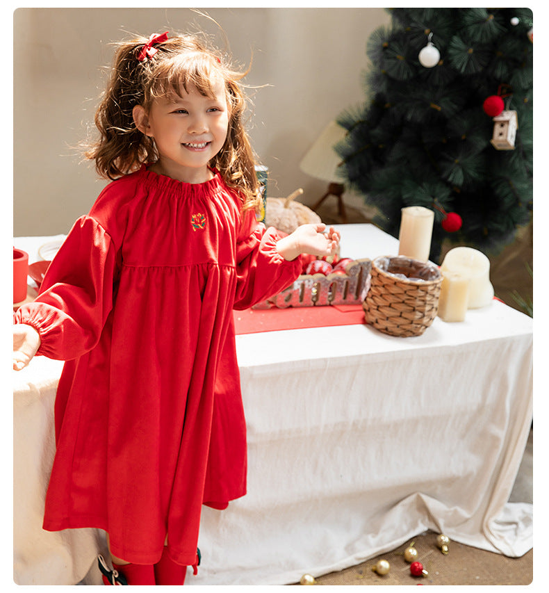 BamBam Christmas Girls' Dresses Spring Children's Princess Dresses Autumn And Winter Trendy Fashionable Baby Dresses - BamBam