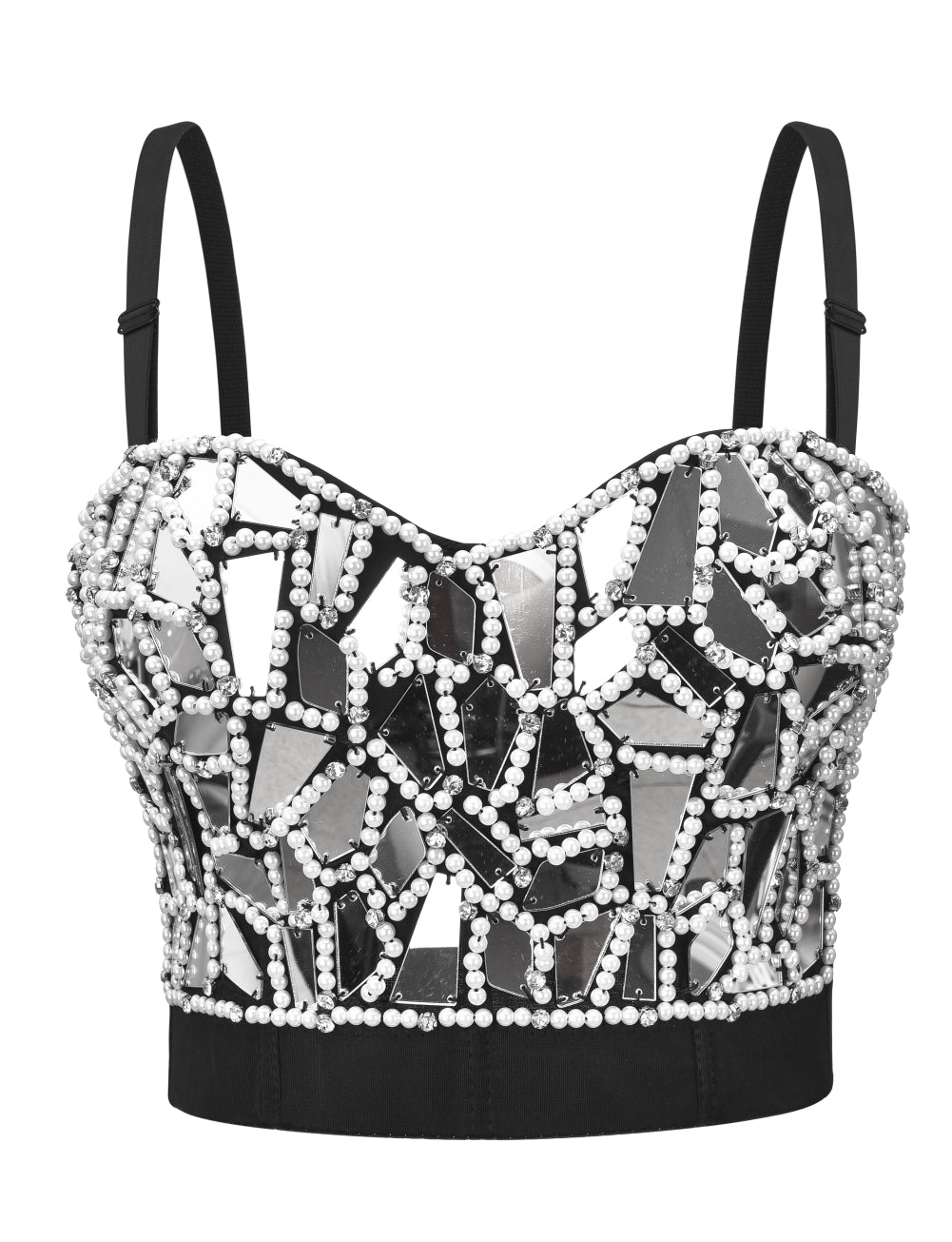 Party Sexy Rhinestone Push Up Strap Crop Top