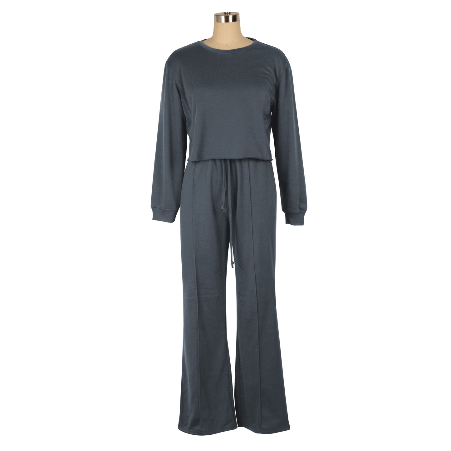 BamBam Women Solid Long Sleeve Top and Pant Casual Two-piece Set - BamBam