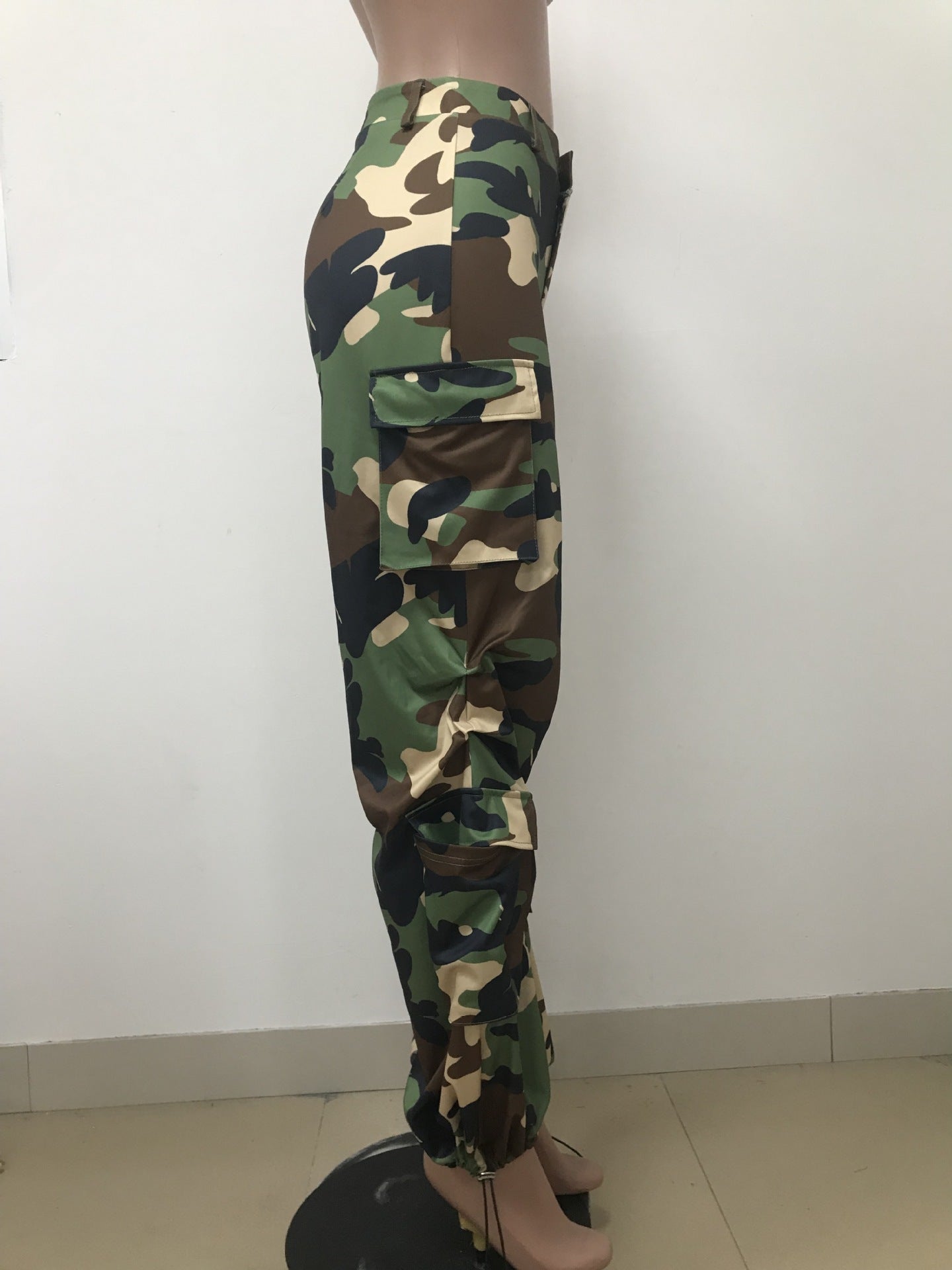 BamBam Summer Women Button Zipper Camouflage Straight Leg Pants - BamBam