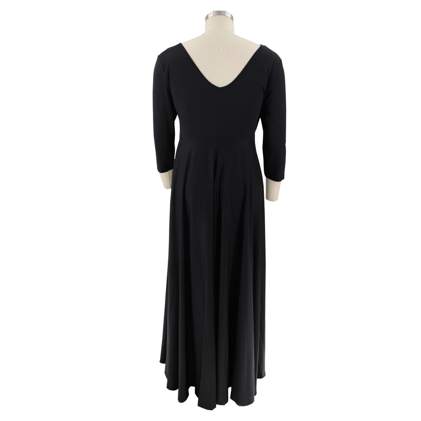 BamBam Plus Size Women's Solid Color V-Neck Sexy Long Dress - BamBam