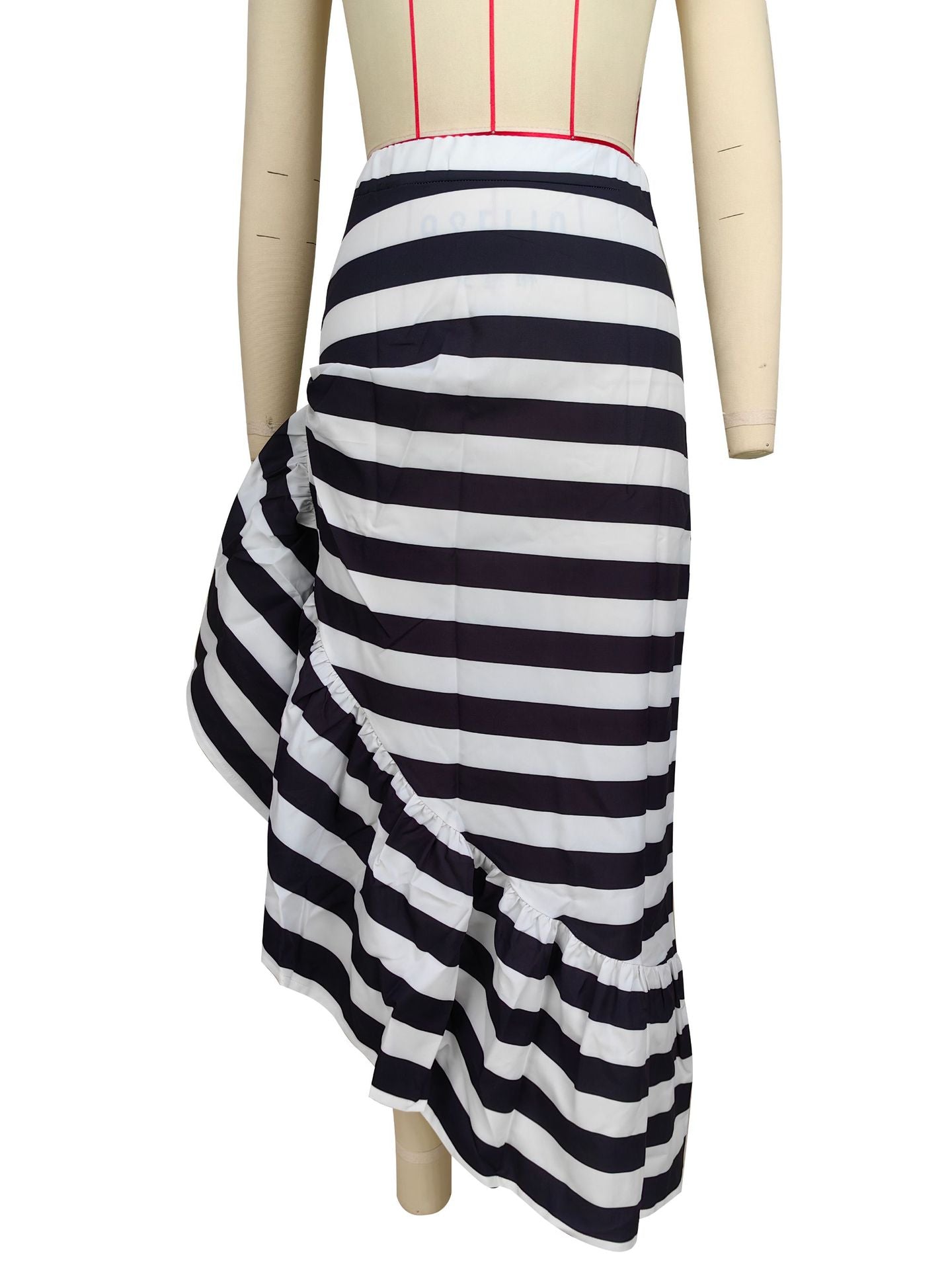 BamBam Women Fashion Zipper Stripe Ruffle Dress - BamBam