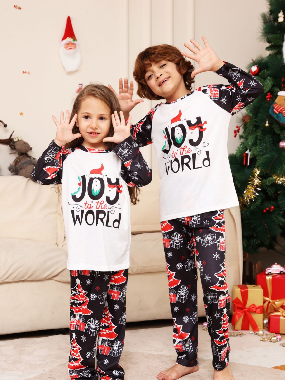 BamBam Letter Snowflake Star Printed Christmas Parent-Child Pajamas Outfit Home Clothes - BamBam