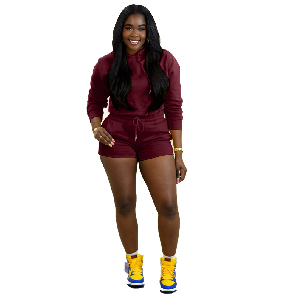 BamBam Women pockets hooded and shorts two-piece set - BamBam