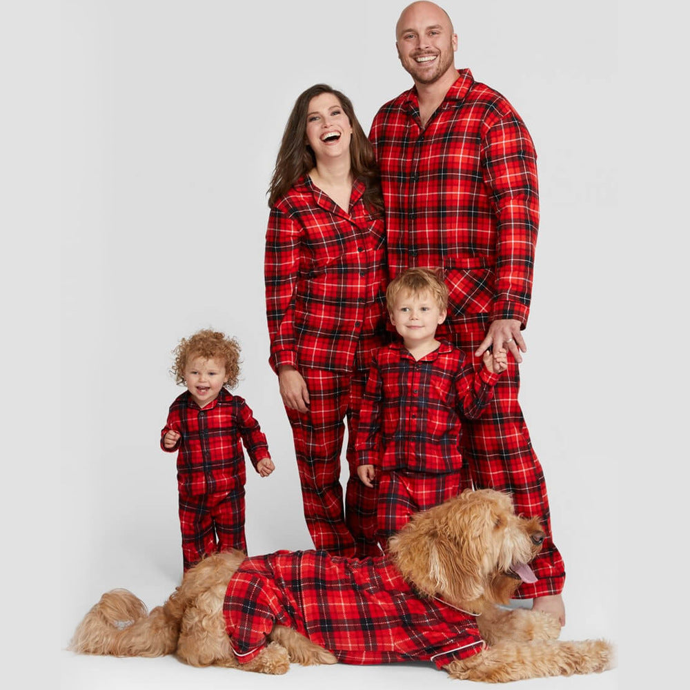 BamBam Christmas Family Wear plaid Pajama two-piece set - BamBam