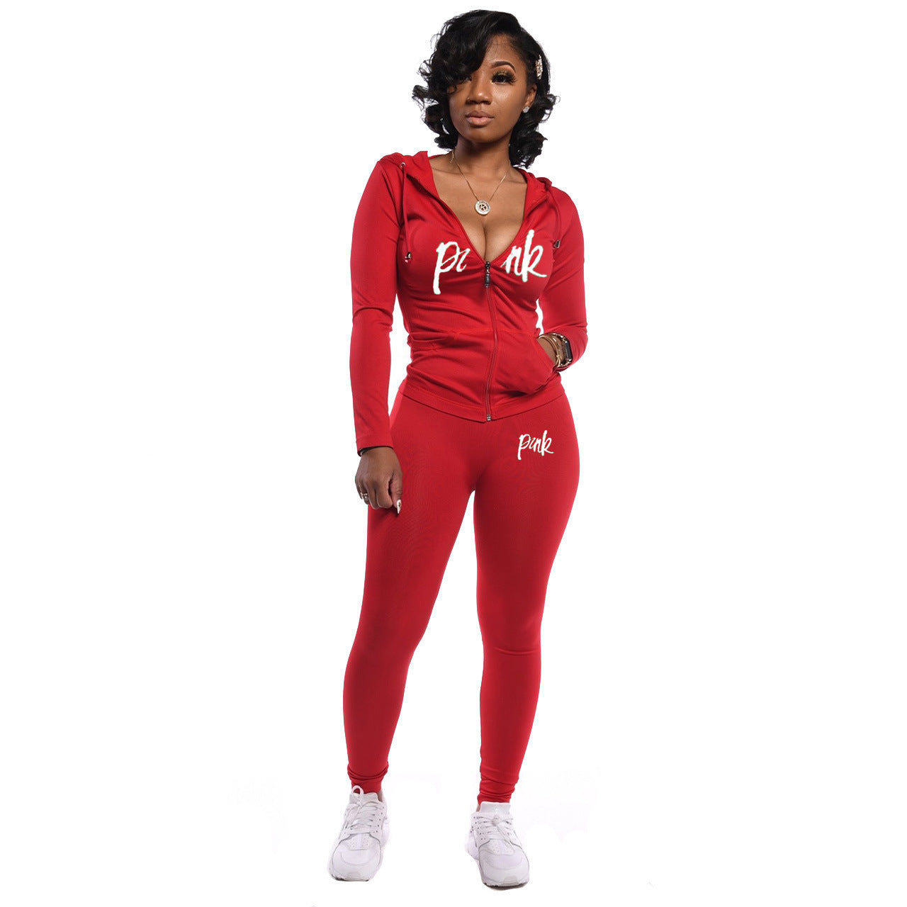 BamBam Women Fall Letter Hoodies and Pant Casual Sports Two-piece Set - BamBam