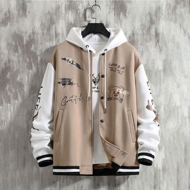 BamBam Men's Baseball Uniform Jacket Spring And Autumn Trendy American High Street Young Men's Loose Casual Coat - BamBam Clothing