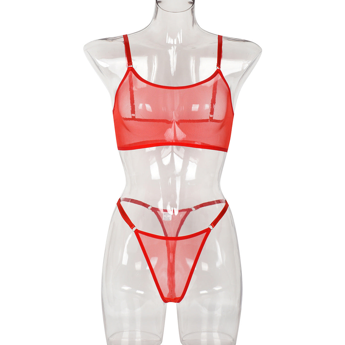 BamBam Women's Mesh See-Through Straps Two-Piece Sexy Lingerie Set - BamBam