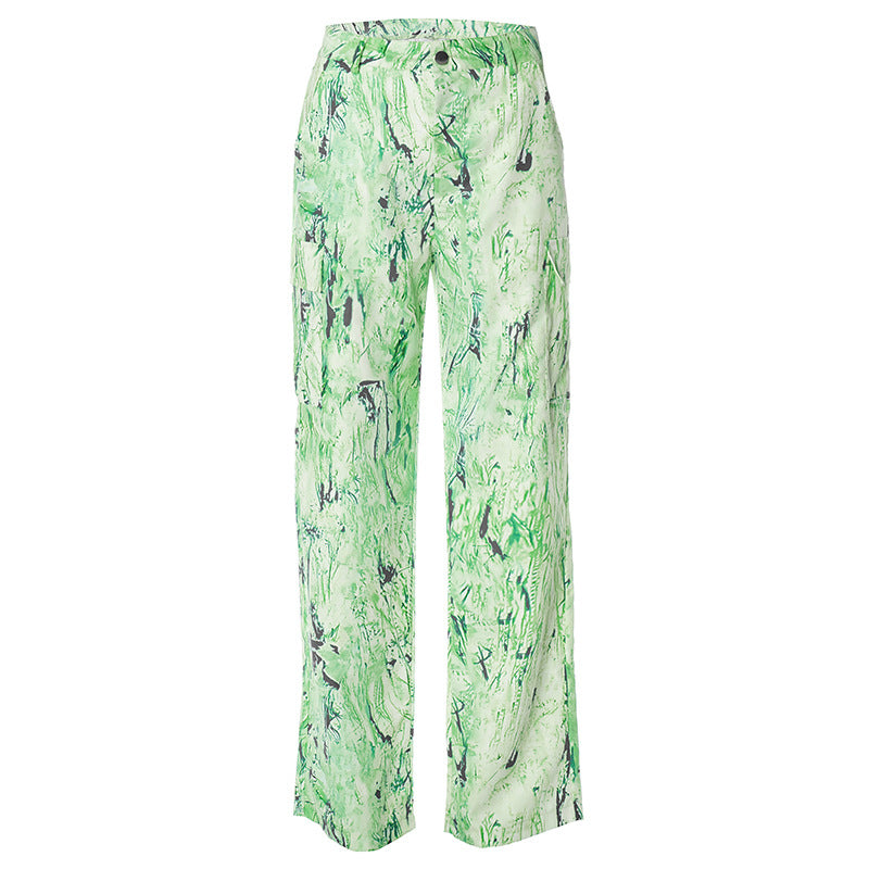 BamBam Women's Autumn And Winter Fashion Street Print Multi-Pocket Cargo Pants Casual Trousers - BamBam